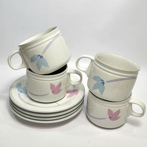 Studio Nova Double Up JF011 His Her Blossom Flower Coffee Cup Mug 4 Saucers/Mugs - Picture 1 of 11